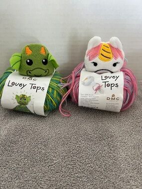 DMC Lovey Tops Dragon & Pig Pacifier/Blanket pattern included